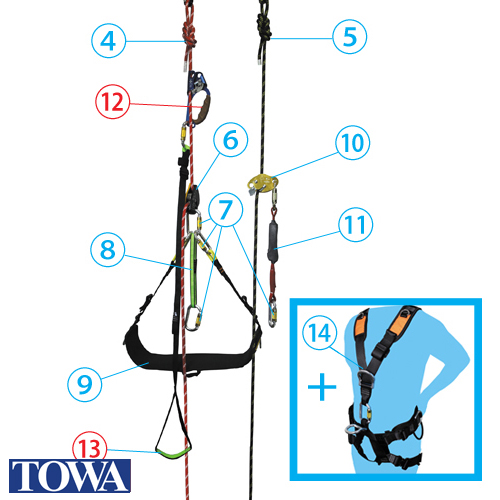 Towa ブランコセット ロープ アッセンディング システム I ロープ ブランコ 高所作業 レスキュー 1 ブランコセット